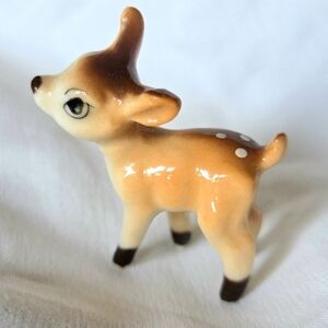 1950s MCM Deer Fawn Bambi Figurine Big Eyes Japan Kitchy Dollhouse Figure